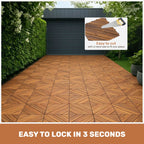 Light Brown Interlocking Deck Tiles with Diagonal Pattern - Outdoor 12" x 12"