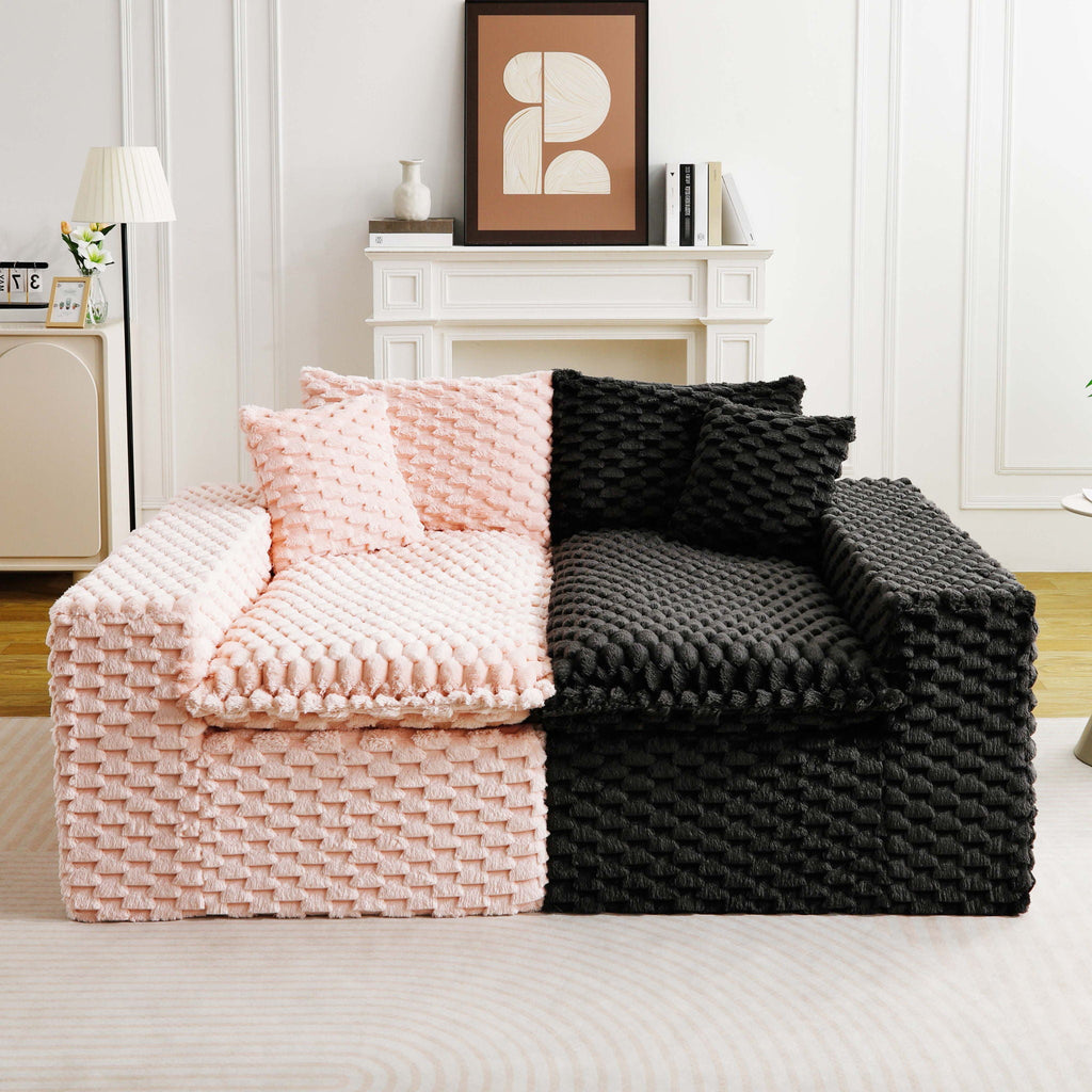Multifunctional 4-Seater Stationary Sofa with Adjustable Layout - Pink & Black
