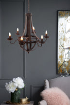6 Light Metal Chandelier - Black