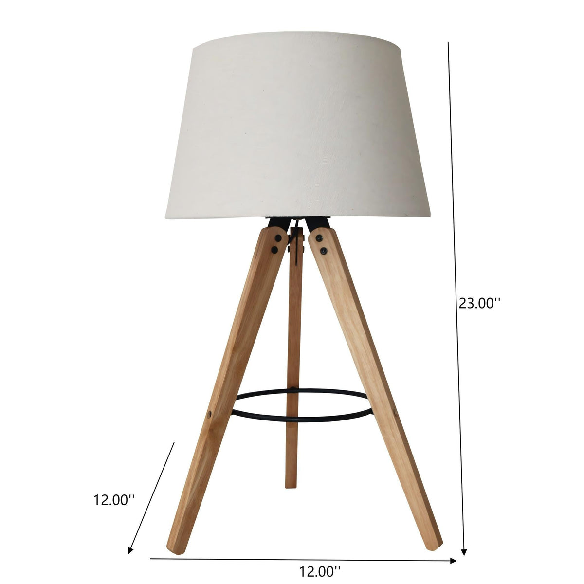 Decorative LED Desk Lamp with 3-Legged Solid Wood Base - Natural