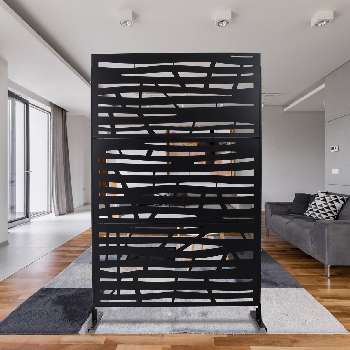 Metal Privacy Screen Room Divider with Durable Construction - Black, White, Dark Brown