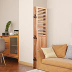 Light Brown Panel Folding Room Divider with Metal Hinges - Solid Wood