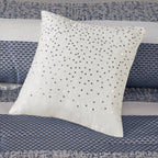 Jacquard Comforter Set 7 Piece with Decorative Pillows - Navy and Grey