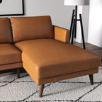 Light Brown L-Shaped Sectional Sofa with Solid Eucalyptus Wood Frame