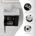 21.6 Inch Floating Bathroom Vanity with Ceramic Sink - Black, White, Oak, Brown
