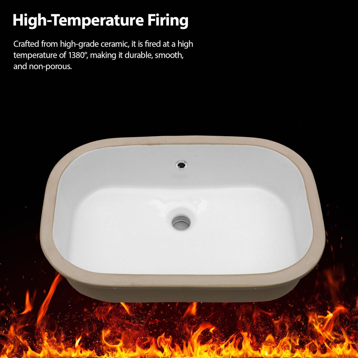 Undermount Bathroom Sink with Overflow - White Ceramic, 22" x 15.25"
