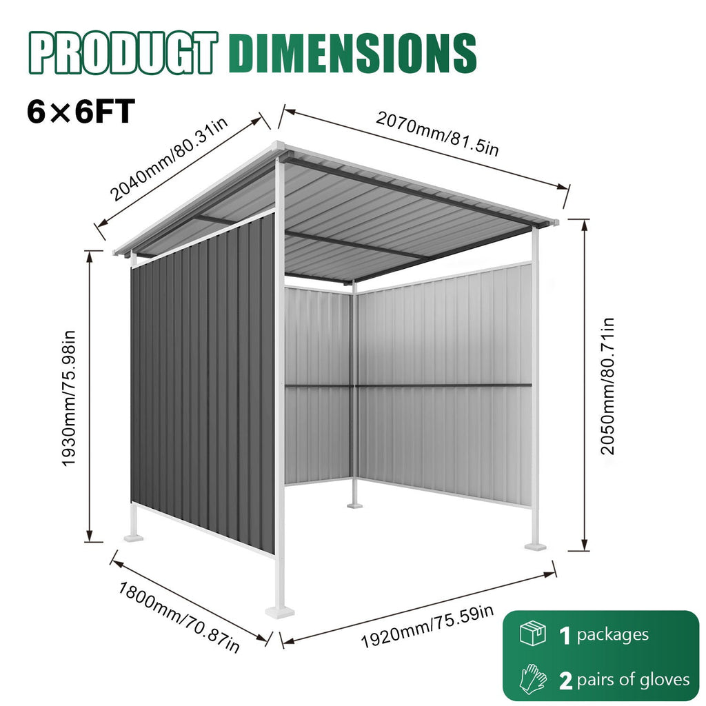 Outdoor Pergola Bike Storage Shed with Galvanized Steel Roof - Gray