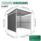Outdoor Pergola Bike Storage Shed with Galvanized Steel Roof - Gray