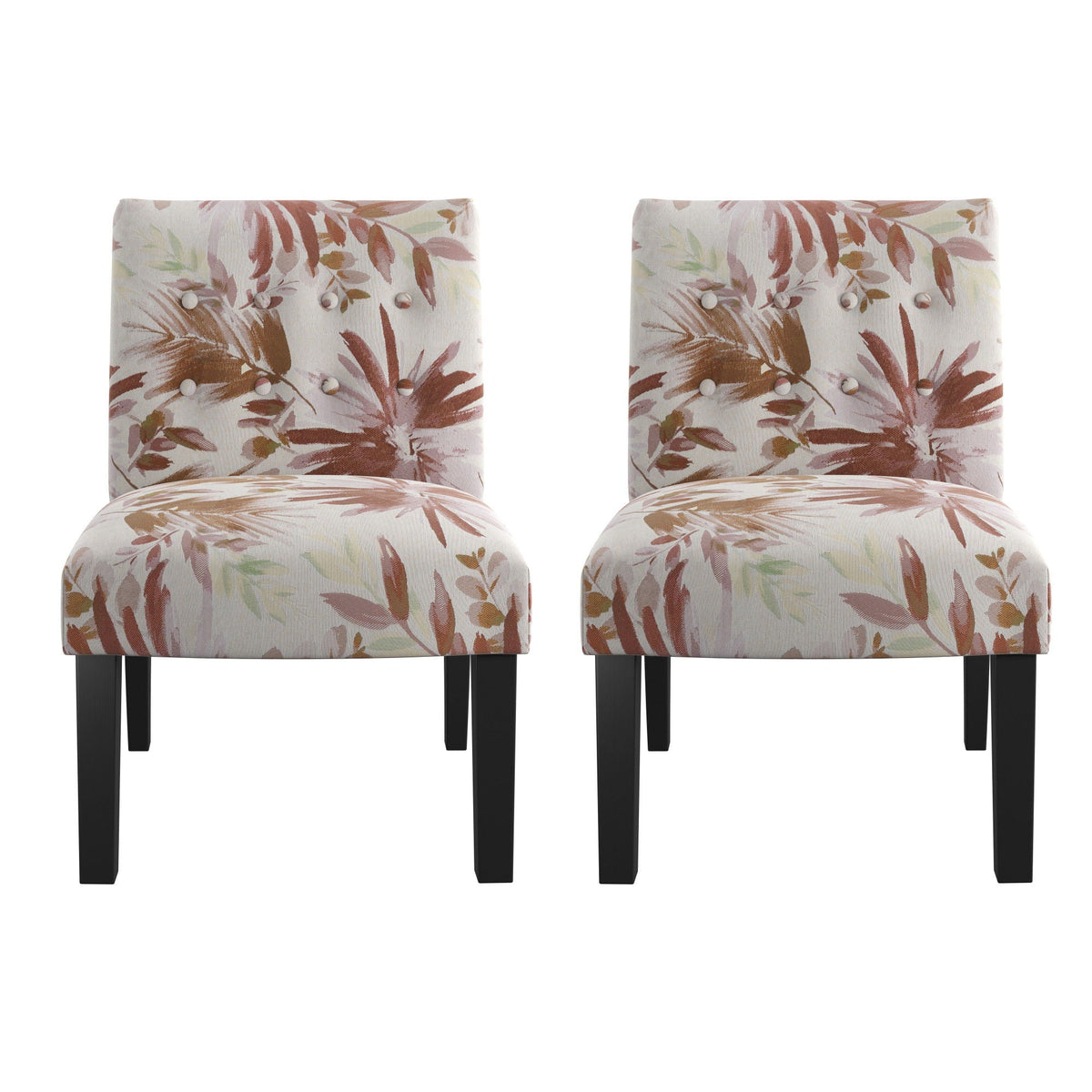 Floral Accent Chair with Modern Design - Red