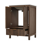 Modern Bathroom Vanity with Sink Combo – Compact Storage - Dark Brown or White