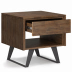 Handcrafted Acacia End Table with 1 Drawer - Light Brown, Dark Gray, or Dark Brown