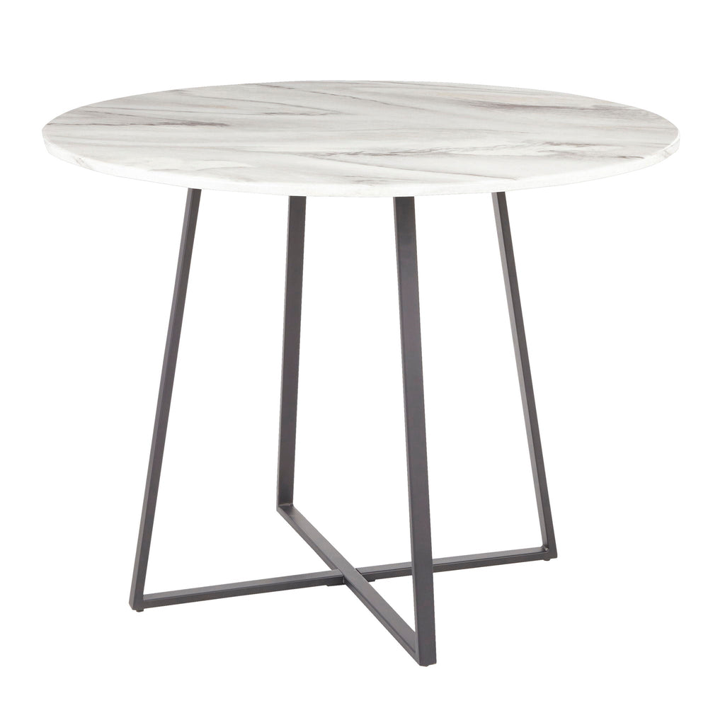 Contemporary Glam Dining Table with Round Marble Top - Pearl Silver, Gold, or Black