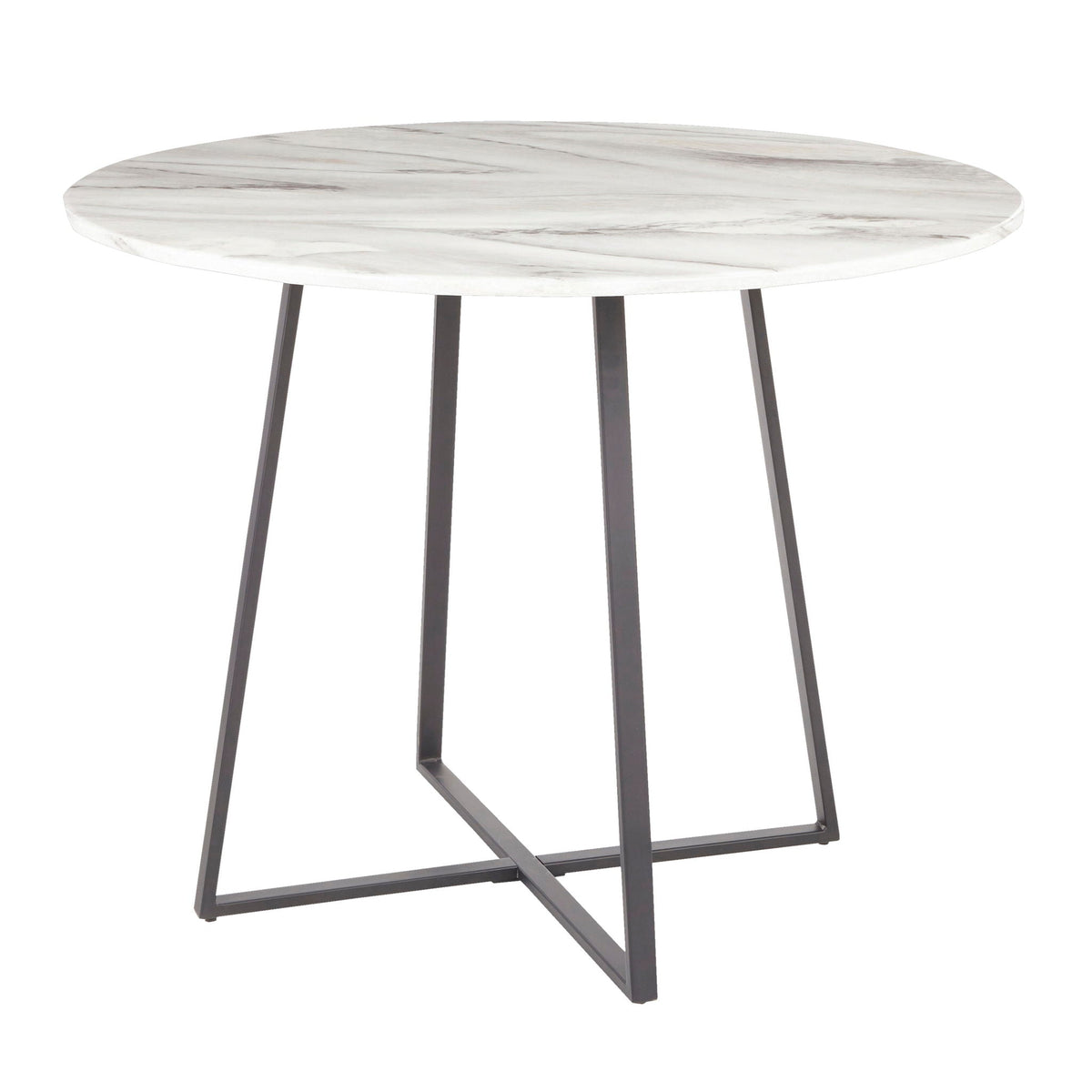 Contemporary Glam Dining Table with Round Marble Top - Pearl Silver, Gold, or Black