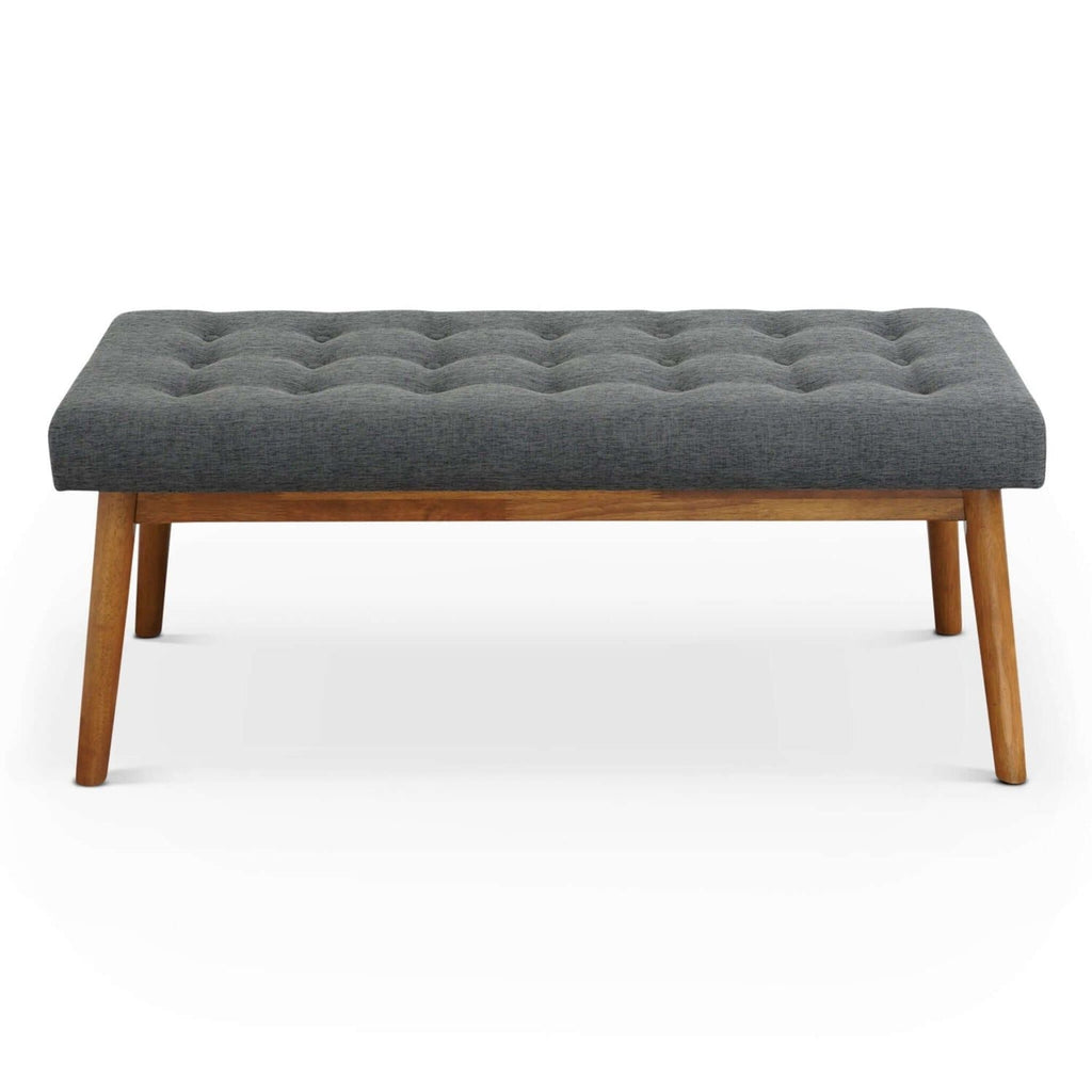Modern Bench with Velvet Upholstery - Gray