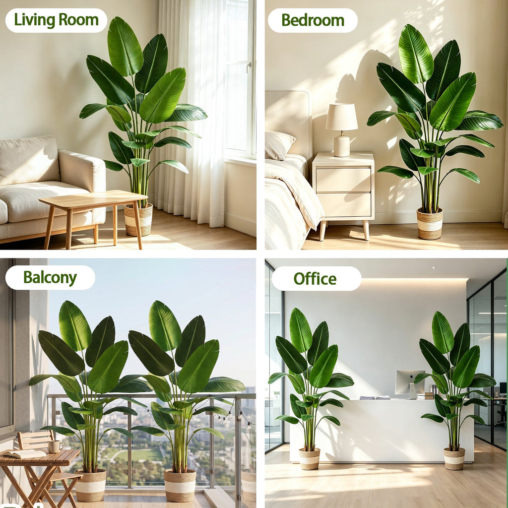 Bird of Paradise Artificial Plant with Faux Banana Leaves - 6 Ft Tall
