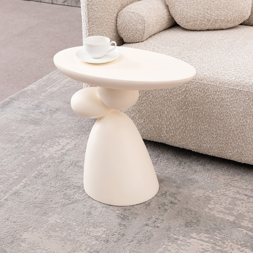 Lucky Stone Shaped Table with Sculptural Base – White, Black, or Gray