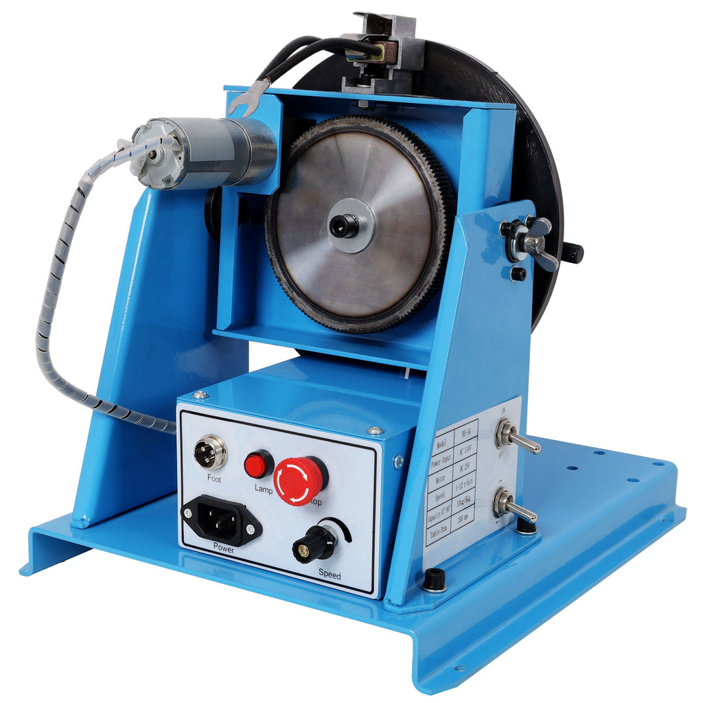 Portable Rotary Welding Positioner with 3 Jaw Lathe Chuck - Blue