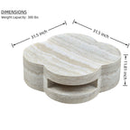 Marble Clover Round Coffee Table with Open Storage