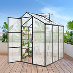 Windproof Greenhouse with Raised Base - Polycarbonate Panels - Black