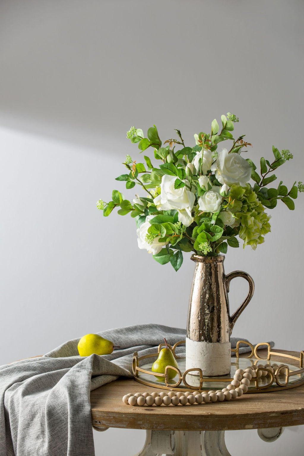Gold Terracotta Pitcher Vase with Durable Ceramic Construction - Gold