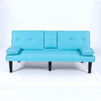 Foldable Sofa Bed with Cup Holder and Solid Wood Frame - Multiple Colors