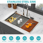 Gray Double Bowl Kitchen Sink with Durable Stainless Steel - Dual Mount