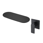 Modern Wall Mount Bathtub Faucet with Waterfall Spout - Matte Black