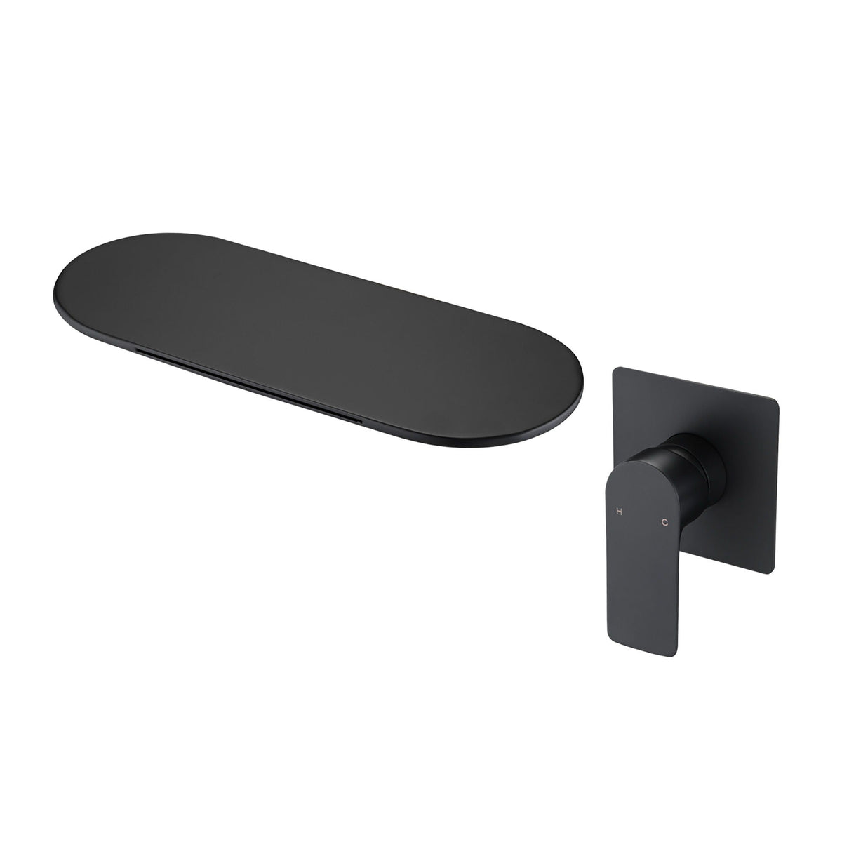 Modern Wall Mount Bathtub Faucet with Waterfall Spout - Matte Black