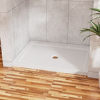 Anti-Slip Shower Base with Center Drain - White