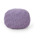 Knitted Round Pouf Ottoman with Polystyrene Bead Filling - Purple or Yellow