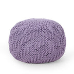 Knitted Round Pouf Ottoman with Polystyrene Bead Filling - Purple or Yellow