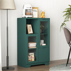 Modern Cabinet with Glass Doors and Drawer - Adjustable Shelves - Multiple Colors