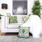 Vintage Vine Pillow Covers with Hidden Zipper - Green