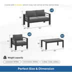 Outdoor Patio Set with All-Weather Cushions - Dark Gray