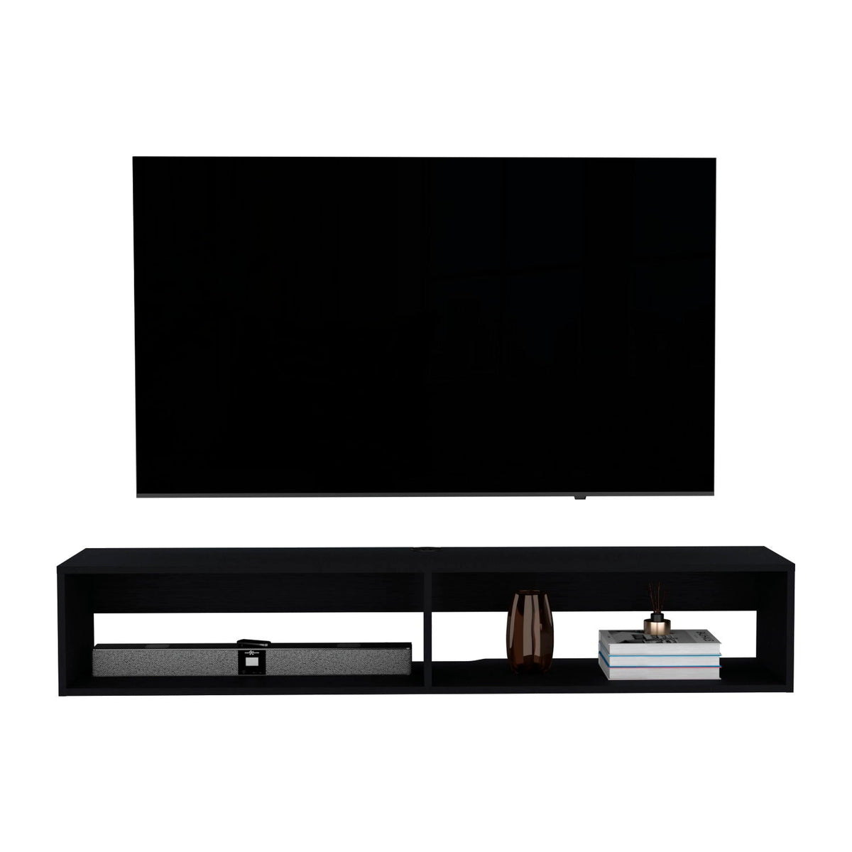 Moore Floating TV Stand with Cable Management - Light Brown, Black, or White
