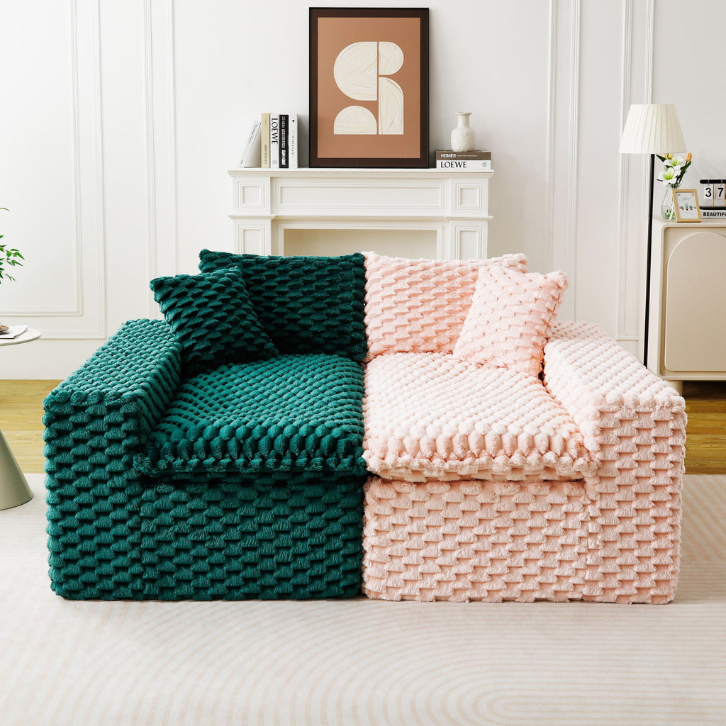 Luxury Multifunctional Sofa for Living Room with Adjustable Layout - Black, Dark Green, White, Pink
