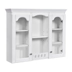 Wall-Mounted Medicine Cabinet with 2 Glass Doors and Adjustable Shelves - White