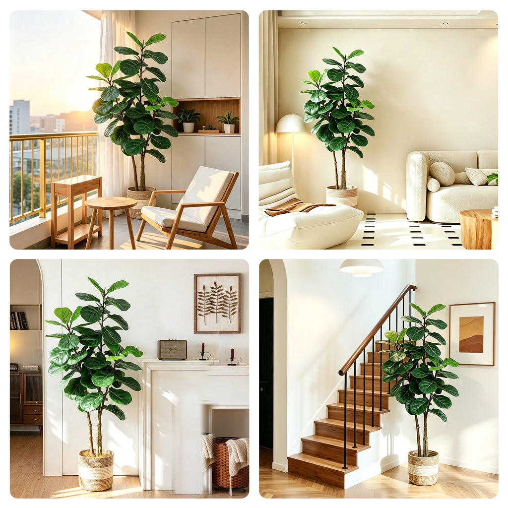 Artificial Fiddle Leaf Fig Tree 5FT with Planter - Green
