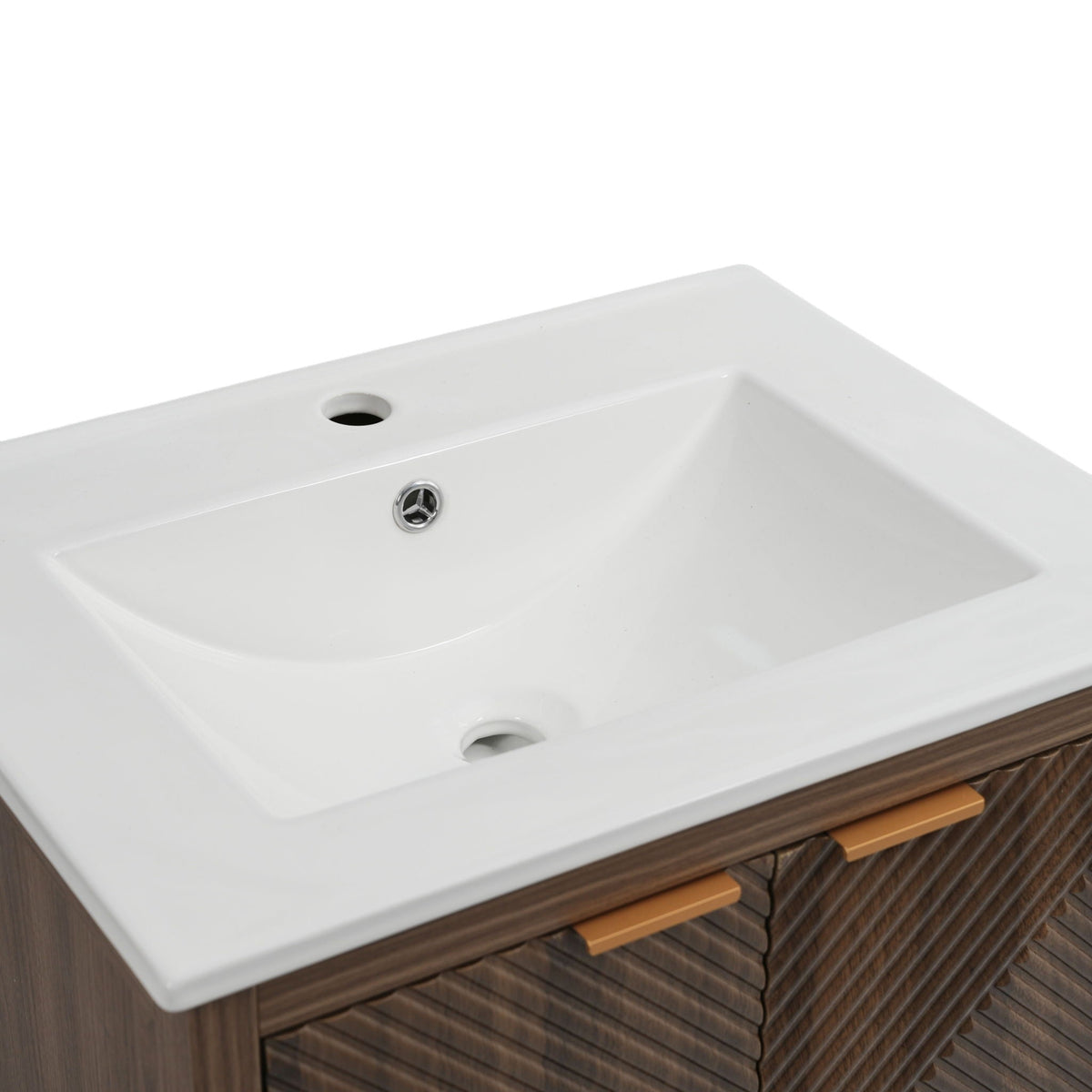 Modern Bathroom Vanity with Sink Combo – Compact Storage - Dark Brown or White