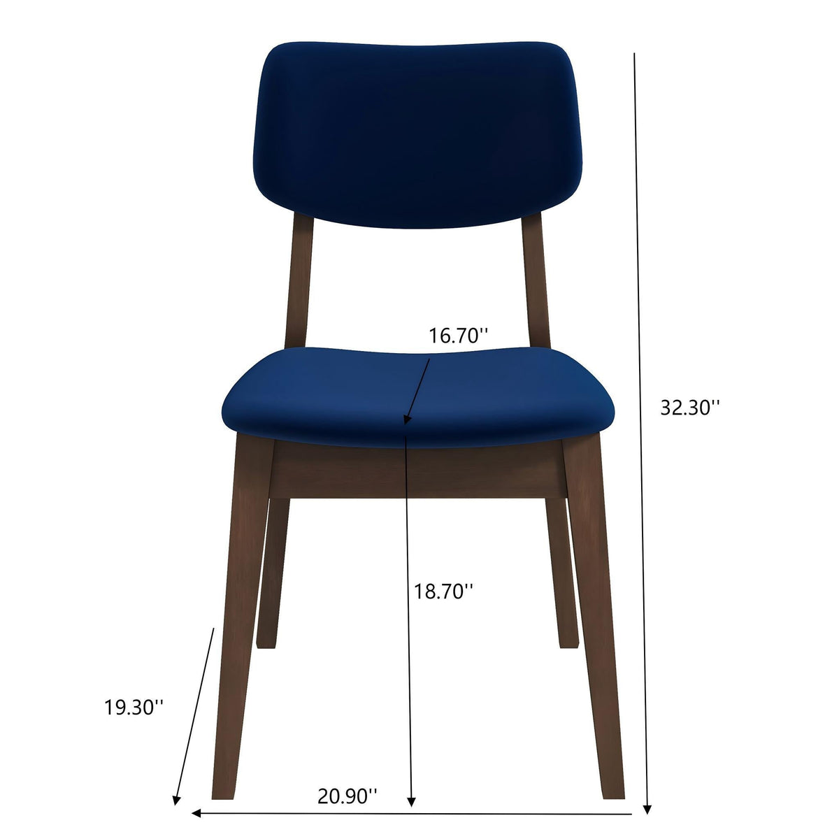Solid Back Side Chair Set with Mid-Century Modern Design - Multiple Colors