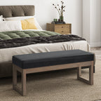 Milltown Large Ottoman Bench with Solid Wood Frame - Midnight Black