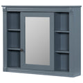Wall Mounted Bathroom Storage Cabinet with Mirror - Blue, White, or Dark Gray