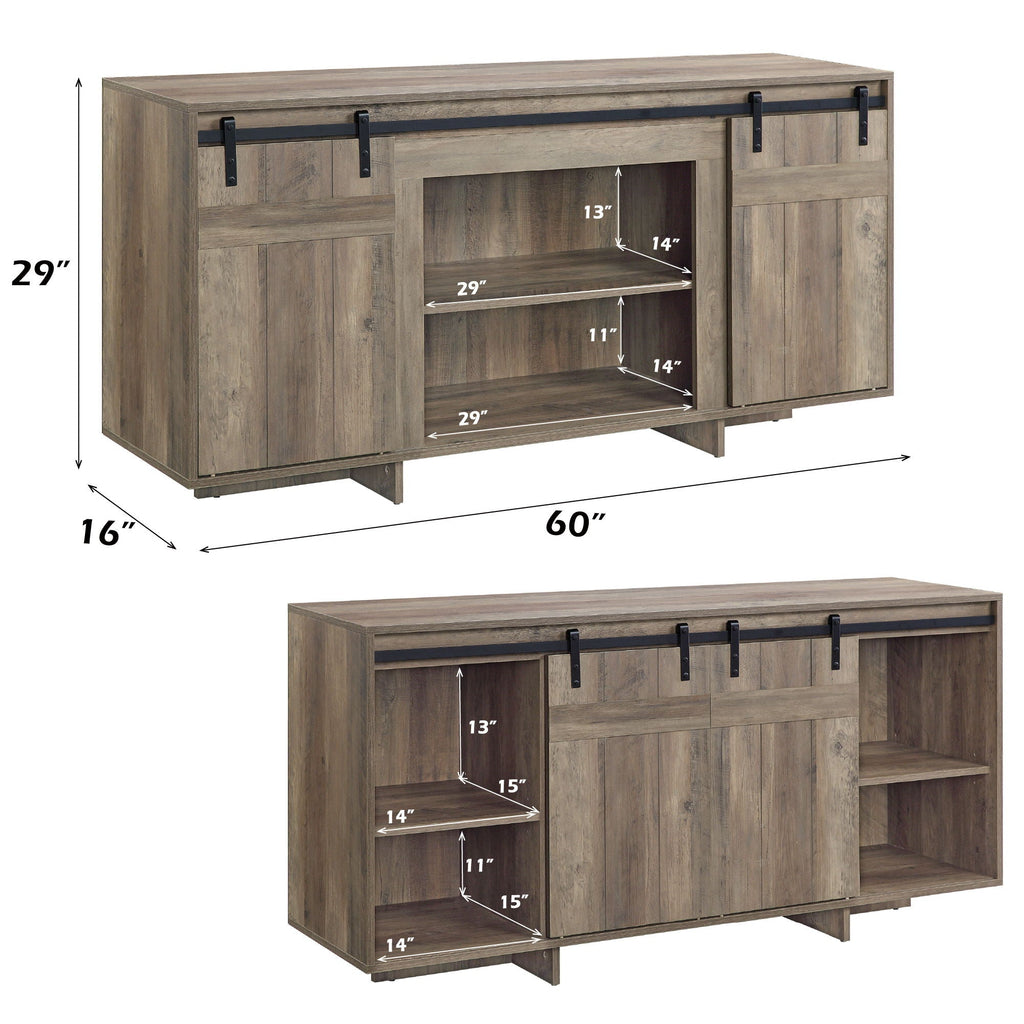 Bellarosa TV Stand with Sliding Barn Doors - Dark Gray