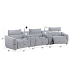 Modular Power Reclining Sectional Sofa with Console and Tech Features - Light Gray