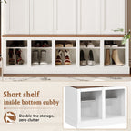 Farmhouse Entryway Storage Cabinet with Shoe Rack & Display Cubbies