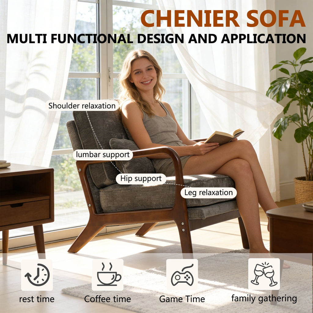 Upholstered Living Room Chair with Curved Armrests - Choice of Color