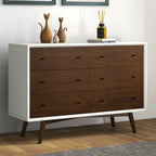 6-Drawer Dresser with Spacious Storage - Dark Brown / White