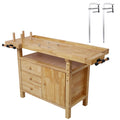 Wood Workbench with Bar Clamps - Rubberwood