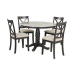5-Piece Solid Wood Dining Set — White or Dark Gray