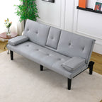 Foldable Sofa Bed with Cup Holder and Solid Wood Frame - Multiple Colors